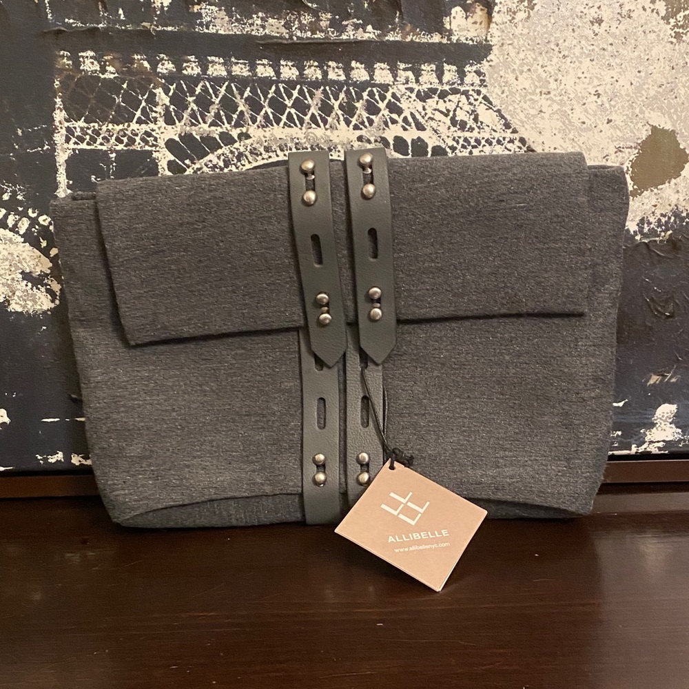 Allibelle Gray Clutch with Leather Strap Wrislet